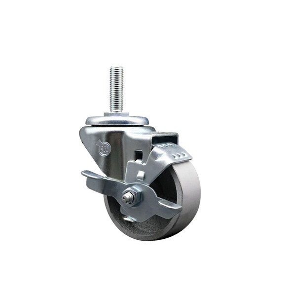 3 Inch Semi Steel Wheel Swivel 34 Inch Threaded Stem Caster with Brake SCC